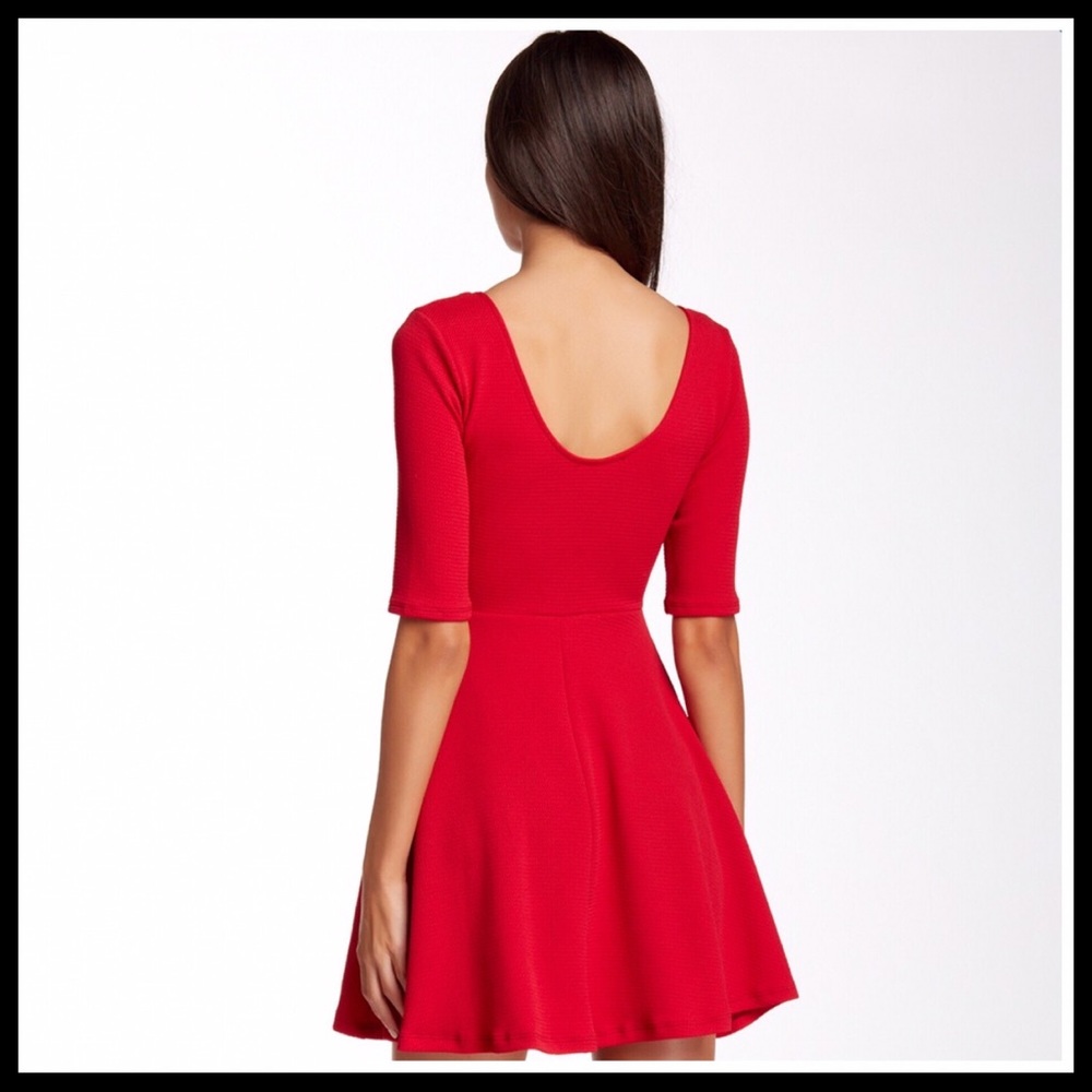 RED A-LINE FIT-AND-FLARE SKATER MINI DRESS A2C - Picture 3 of 8